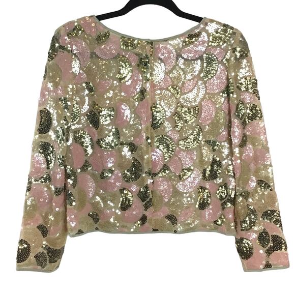 Vintage green and pink sequin top small palm royale  small - Picture 4 of 7